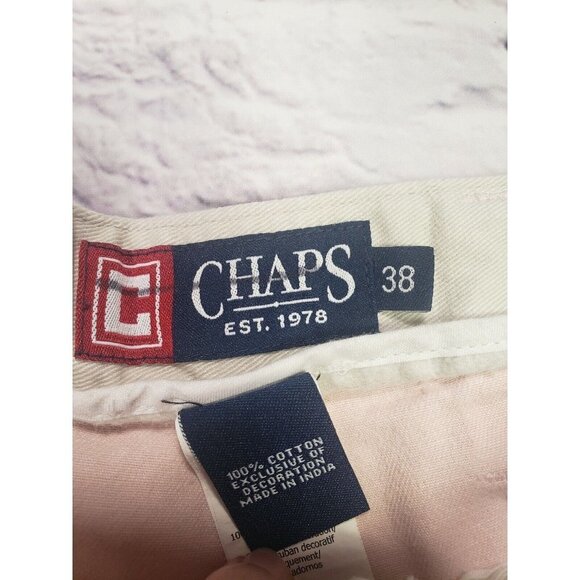 Chaps Mens Size 38 Light Pink Flat Front Chino Shorts - Picture 2 of 4